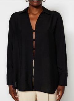 trendyol Black Oversize/Creature Woven Shirt TWOAW24GO00017  - Image 5