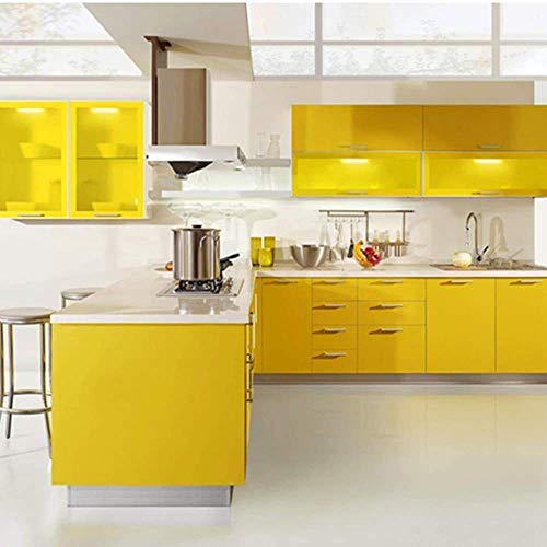 WALLTON Yellow Gloss Vinyl Peel and Stick Self-Adhesive Removable Thicken Waterproof for Kitchen Countertop Cabinet Wardrobe - 12''X''72 Inches - Image 5