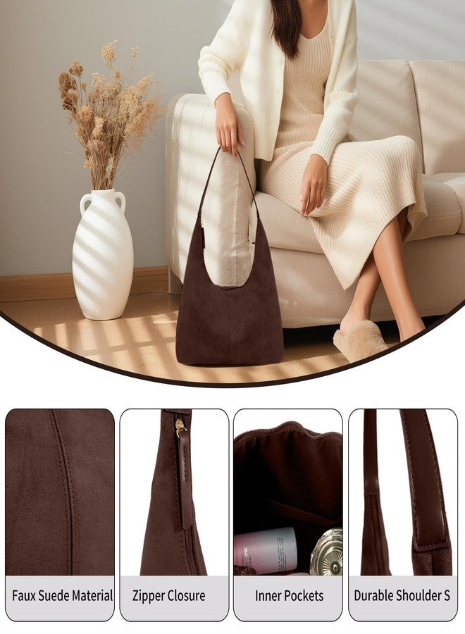 AISIWAN Women’s Trendy Suede Tote Bag Shoulder Bags For Women Fall Underarm Bag Winter Hobo Bag Work Purses Suede Travel Handbag - Image 5