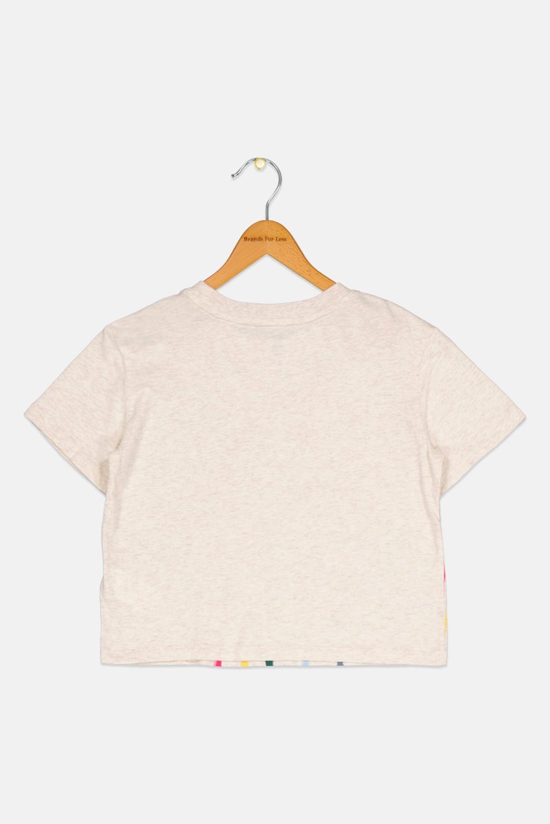GAP Kids Girl Graphic Print Top, Heather Cream - Image 2