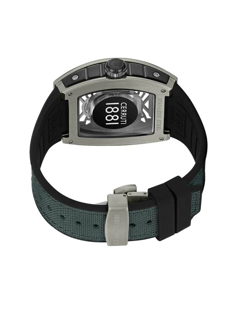 شيروتي 1881 Calliano Men's 48mm Watch with Grey and Black Nylon Genuine Leather Strap