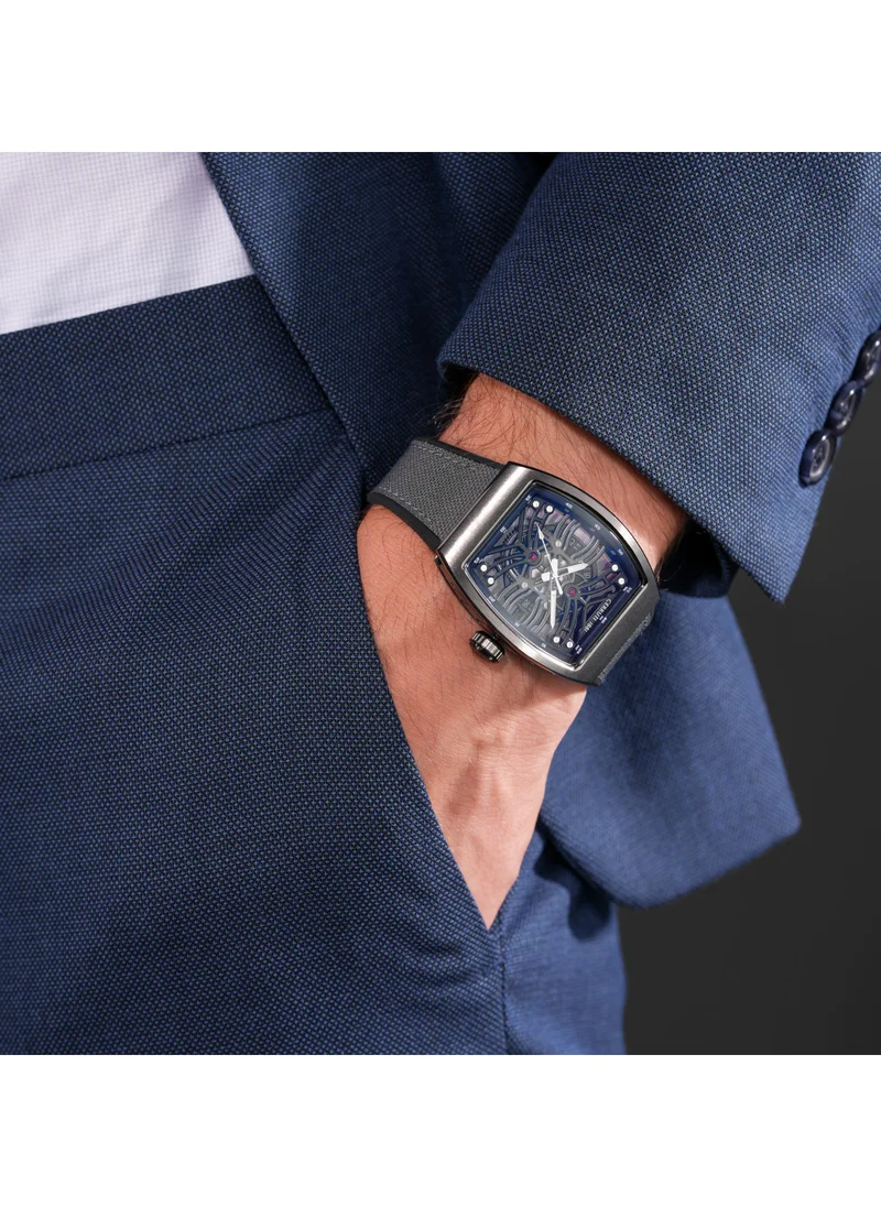 شيروتي 1881 Calliano Men's 48mm Watch with Grey and Black Nylon Genuine Leather Strap
