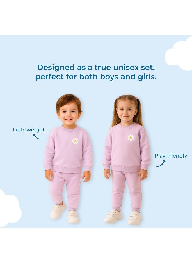 Luay Girls Winter Co-ord Set | Organic Cotton Top & Bottom | SoftCozy Winter Wear | Stylish Outfit ( Pink) - Image 3