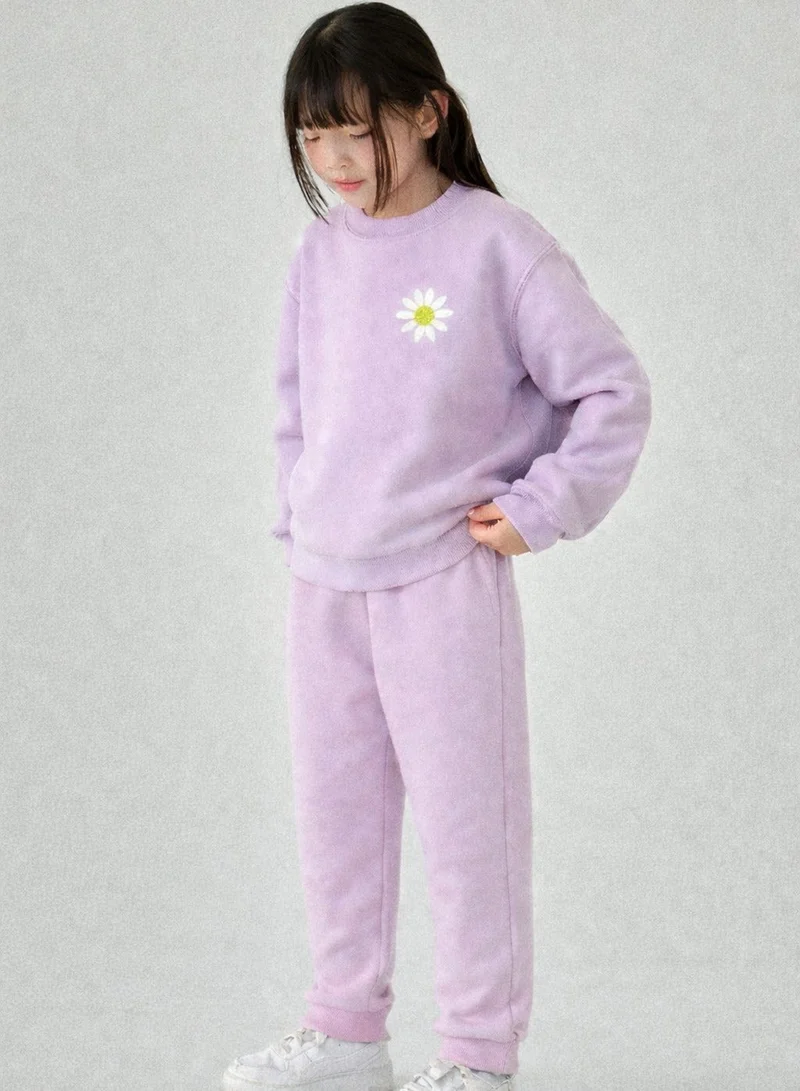 لؤي طقم شتوي للبنات من لؤي | بلوزة وبنطال من القطن العضوي | ملابس شتوية ناعمة ومريحة | طقم أنيق (وردي)