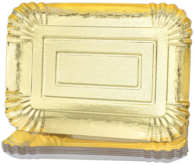 hapray 10 PCS Gold Rectangle Trays, Heavy Duty Disposable Paper Cardboard for Platters, for Elegant Dessert Table Serving Parties, Cupcake Display, Birthday Party, Dessert, Weddings - Image 1