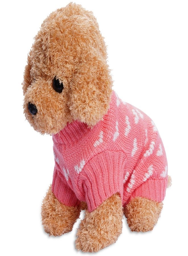 Dxhycc Dog Knitted Sweater Dog Heart Sweater Puppy Sweater Warm Soft Pet Holiday Clothes for Large Cats and Dogs (Pink, L) - Image 4