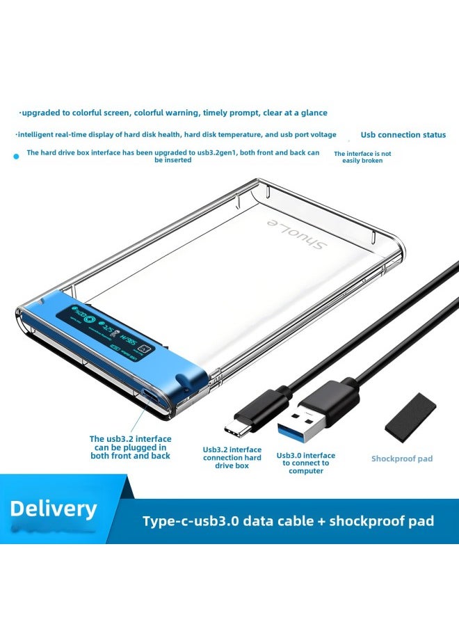 Generic Digital Computer/mobile Hard Drive Box Portable Hdd Case Enclosure Usb 3.0 Type-c Supports Sata I/ii/iii Ssd 2.5/3.5 Inch-Color:U25TY3.1-P-AC Color Screen Light Blue  - Image 1