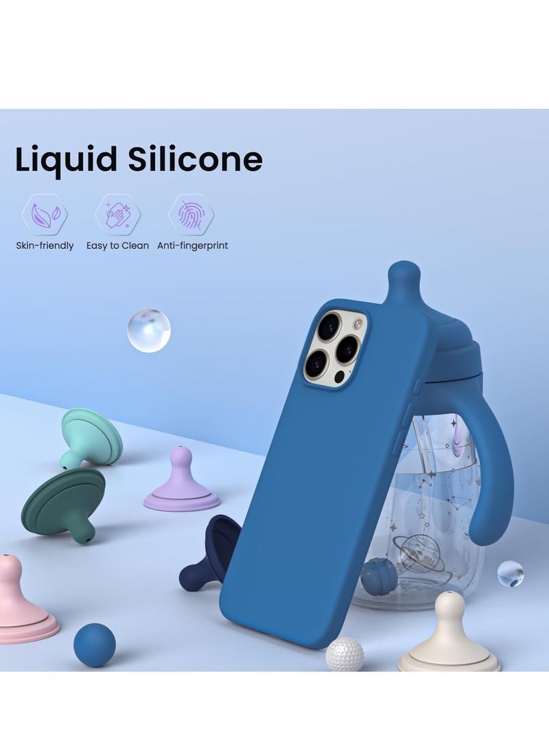 ELTRAZONE Soft Blue Silicone Case for iPhone 16 Pro Max - Anti-Scratch & Shockproof Protection - Image 3