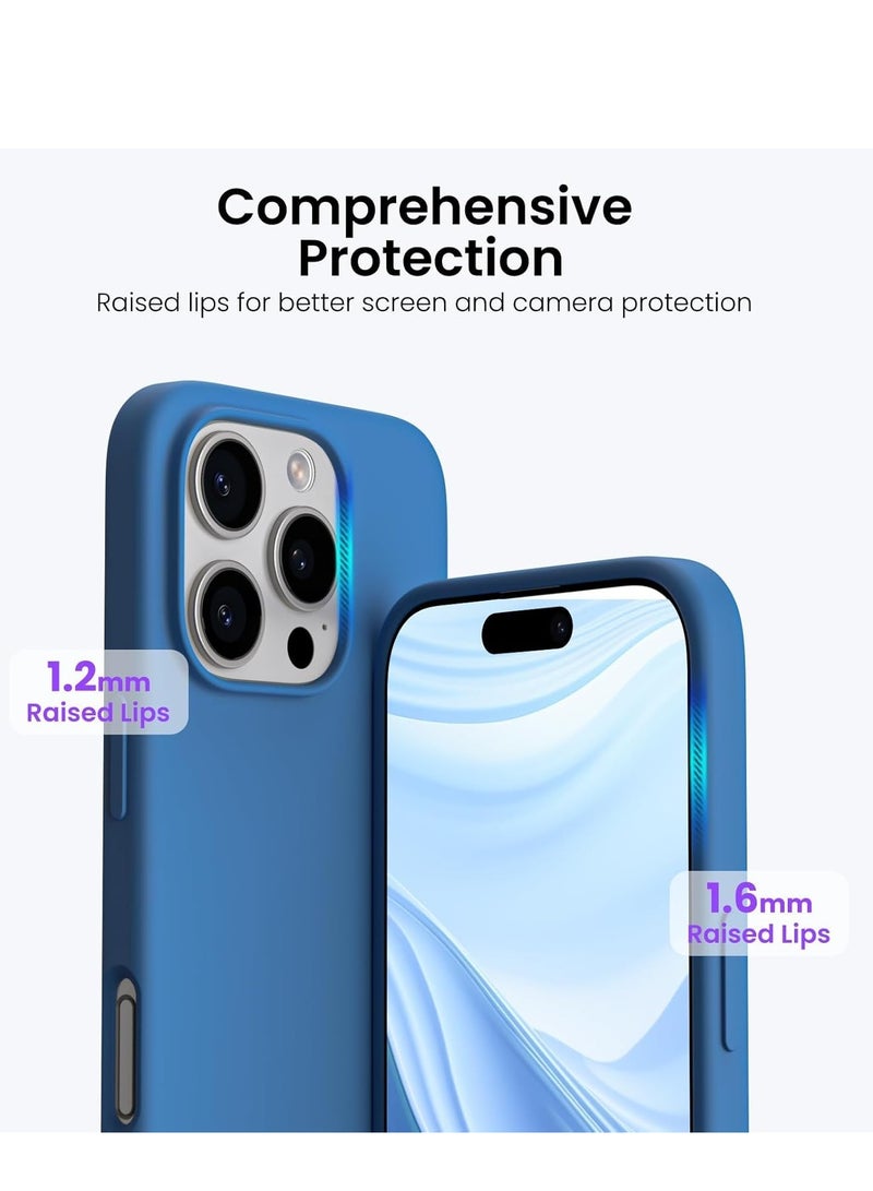 ELTRAZONE Soft Blue Silicone Case for iPhone 16 Pro Max - Anti-Scratch & Shockproof Protection - Image 4