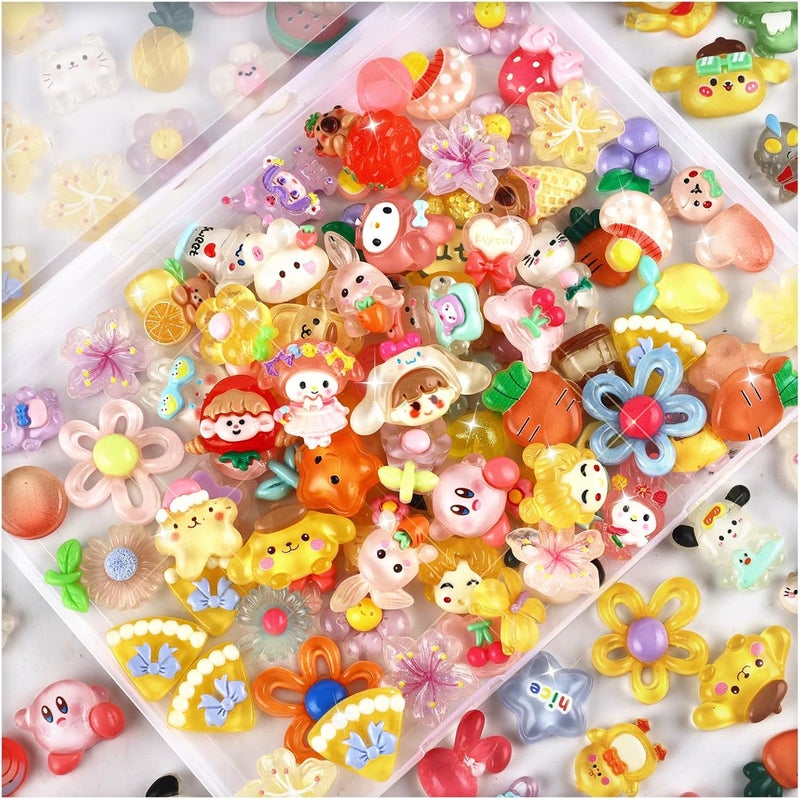 Tmtains Slime Charms Kawaii Resin Charms 3D Cute Nail Charm Mini Flatback Luminous Animal Charm Bulk Resin Jewelry Making Turtle Embellishments Supplies for Cell Phone Scrapbooking DIY Crafts - Image 1