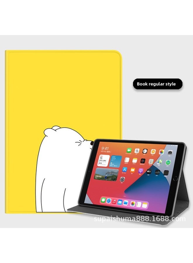 Applicable Ipad2022 Protective Case 10 Generation Mini6 Pen Slot Air310.5 All-inclusive Pro11-inch Air45 Shell-Color:Naughty White Bear (regular)-Applicable Model:ipad 2019/2020/2021(10.2 Inches) Universal
