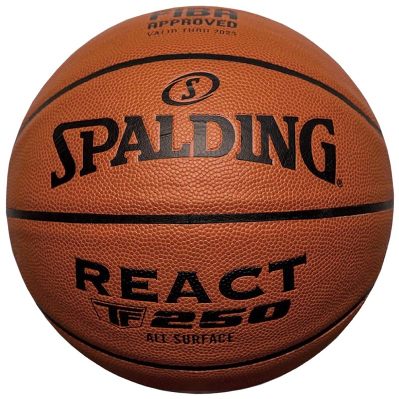 React TF-250 Faux Leather Indoor/Outdoor Basketball with Butyl Bladder, Suitable for Practice/Match/Training + Free Air Needle