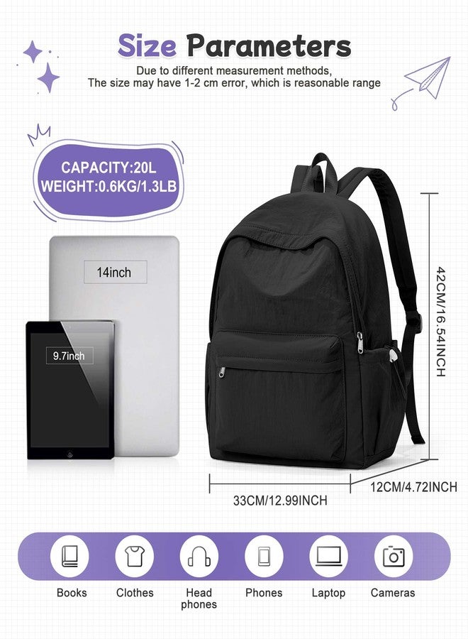 BJLFS Black Backpack for School, High School Bookbag Back Pack for Teens Girls Boys, Lightweight College Backpack Book Bag for Women Men, Simple Casual Daypack Backpack Mochilas Escolares para Adolescentes - Image 3