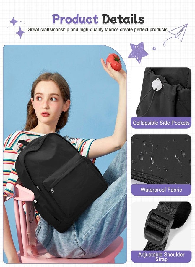 BJLFS Black Backpack for School, High School Bookbag Back Pack for Teens Girls Boys, Lightweight College Backpack Book Bag for Women Men, Simple Casual Daypack Backpack Mochilas Escolares para Adolescentes - Image 5