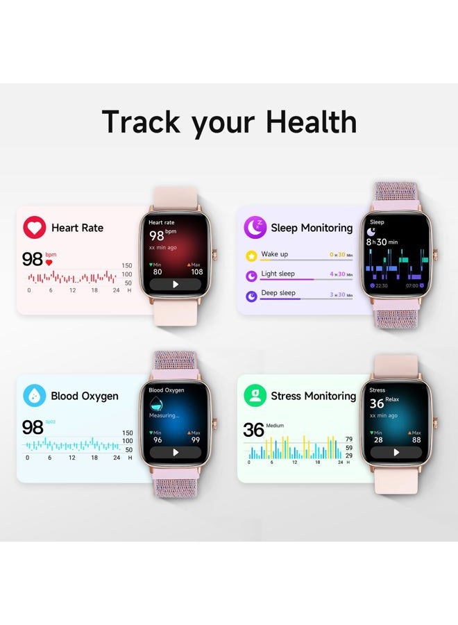 aeac Smart Watch for Women, 1.85" HD Smartwatch Compatible iPhone/Samsung/Android (Answer/Make Calls), 100+ Sport Modes Fitness Tracker with Heart Rate/Sleep/SpO2 Monitor, IP68 (Rose Gold) - Image 3
