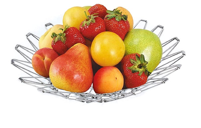 Ramkuwar Multipurpose Stainless Steel Folding Round Shape Fruit Bowl and Vegetable Basket for Dining or Center Table Home Office Kitchen Flexible 8 Shapes Wire BasketSilver 500 ml - Image 5
