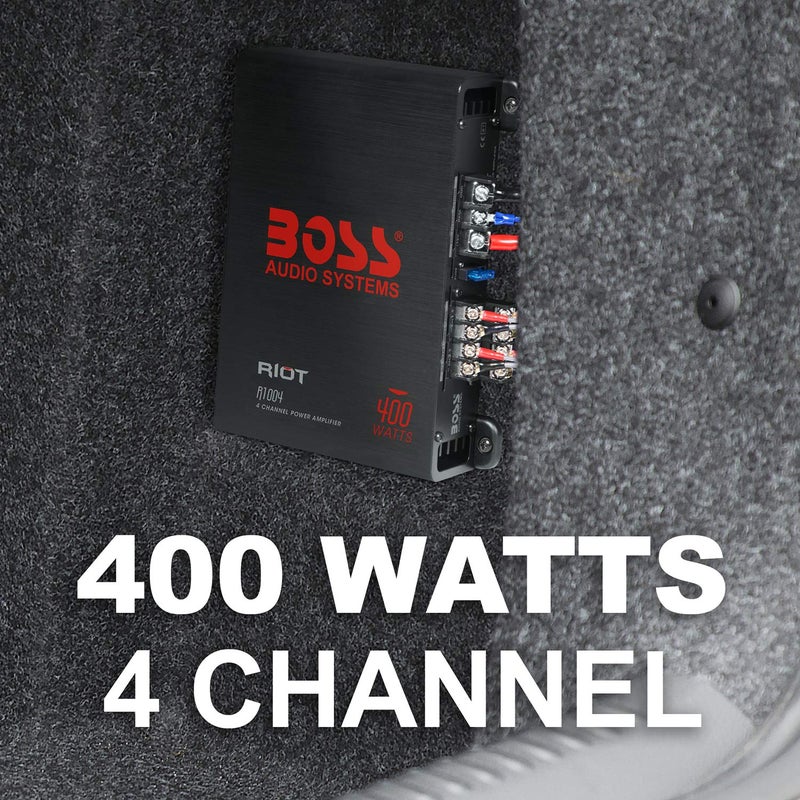 BOSS AUDIO SYSTEMS نظام الصوت BOSS R1004 سلسلة Riot مضخم صوت 4 قنوات للسيارة - فئة A/B، 400 واط خرج عالي، مستقر من 2-8 أوم، مدخلات مستوى عالي/منخفض، نطاق كامل - Image 3