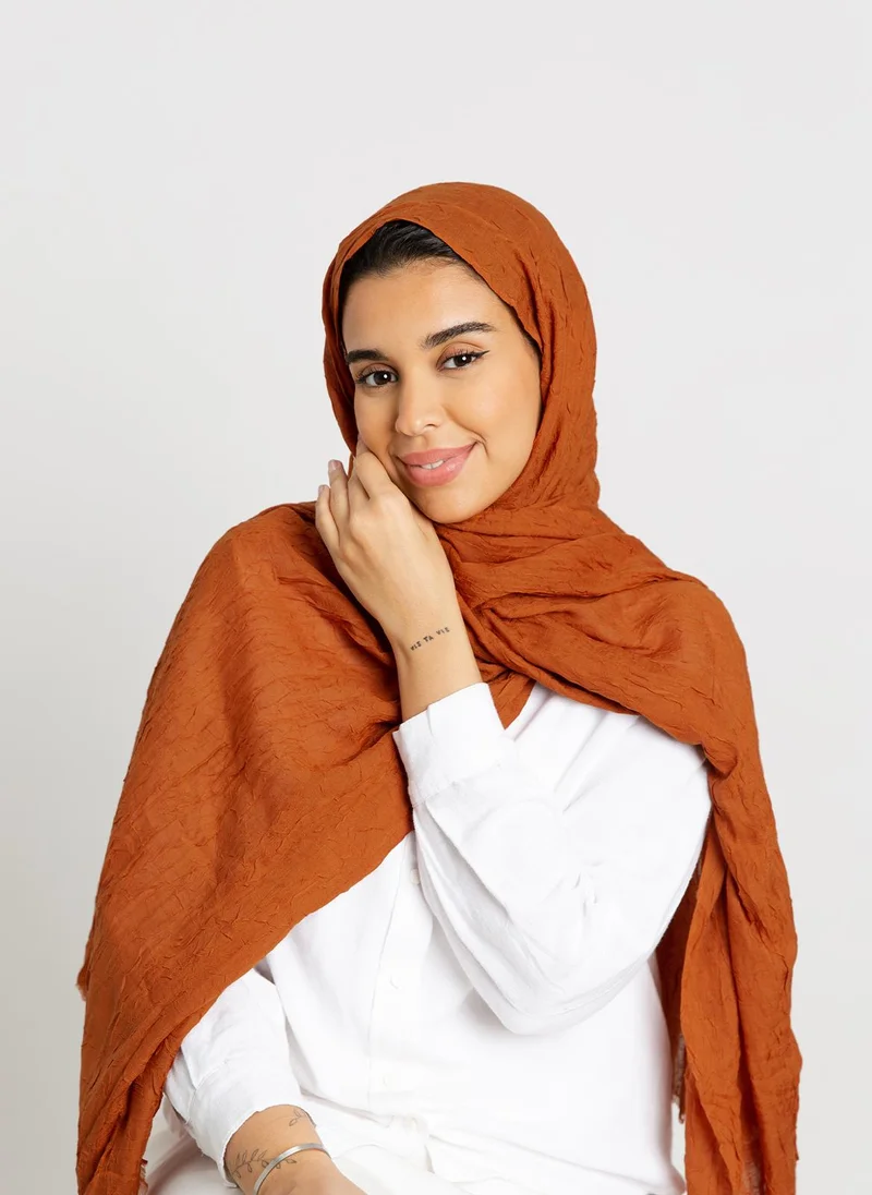 Kaafmeem Orange - Plain Wrinkled Tarha