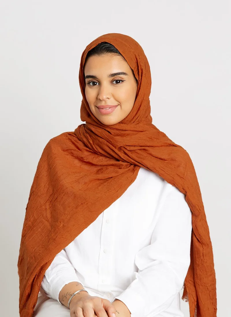 Kaafmeem Orange - Plain Wrinkled Tarha