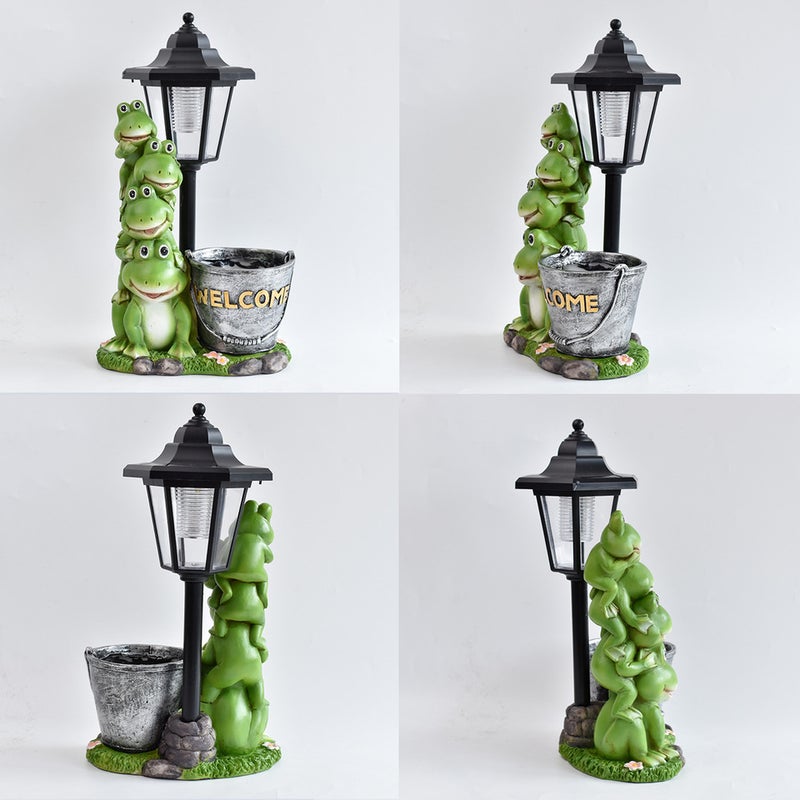 Frog Planter Figurine Garden Statue Garden Pond Villa Scene Solar Outdoor Light Craft - Image 4
