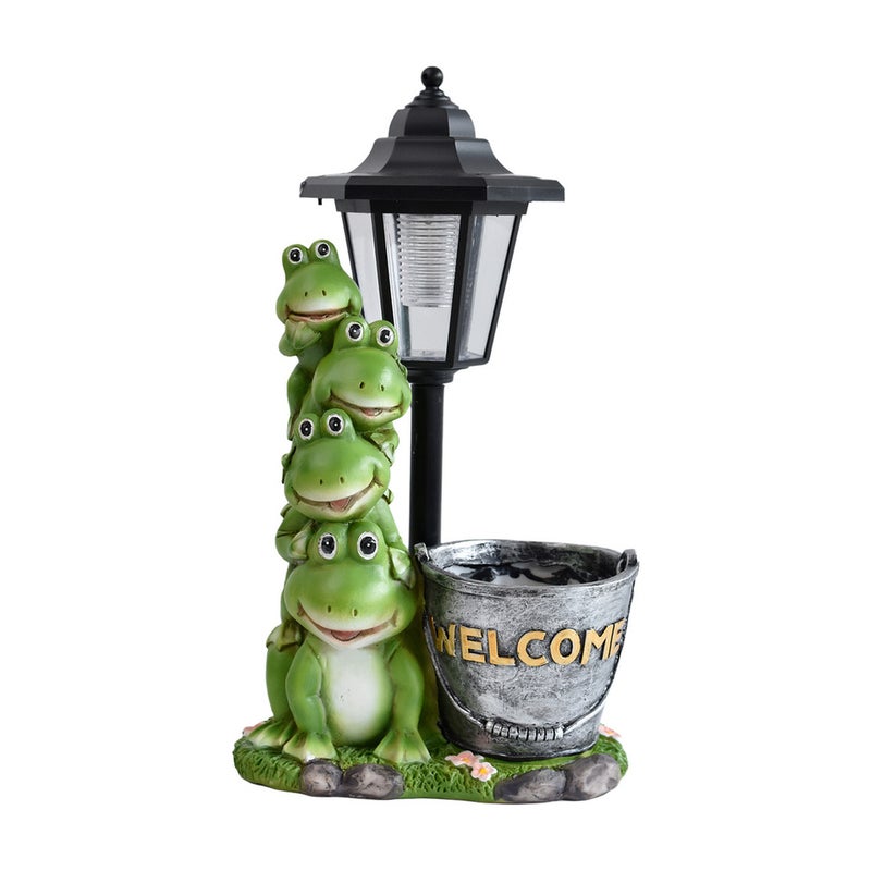 Frog Planter Figurine Garden Statue Garden Pond Villa Scene Solar Outdoor Light Craft - Image 5