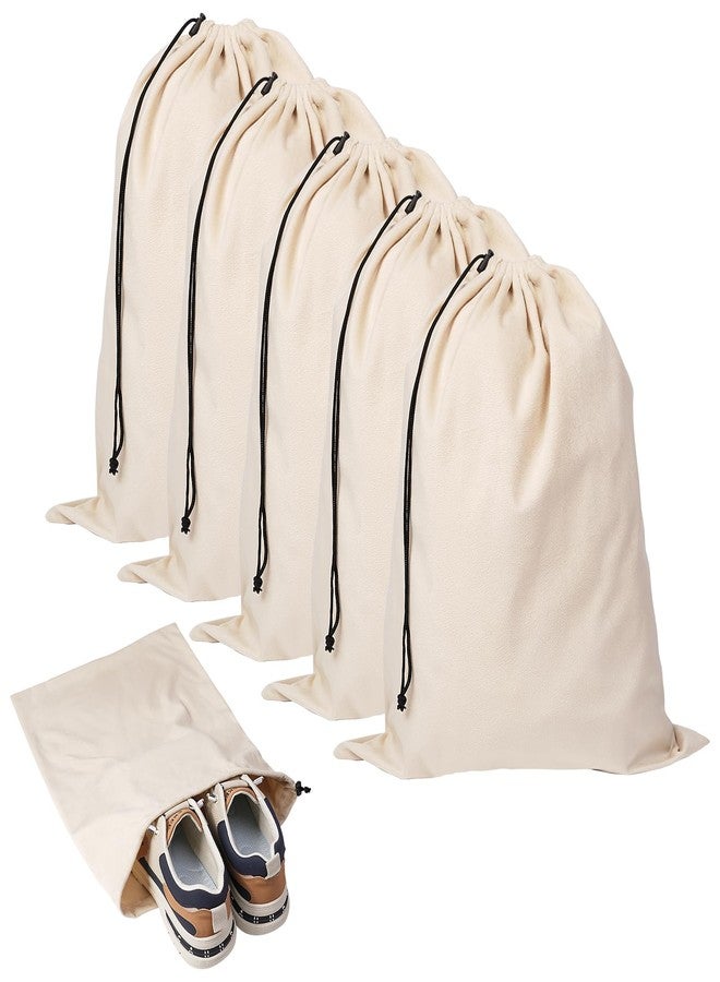 CARPDIM 5 Pack Shoe Bags for Travel, Washable Dust Bags for Storage & Packing 17.7" x 13.8" Dustproof Flannel with Drawstring Closure for Boots Handbags Shoes & Toys (Beige) - Image 1