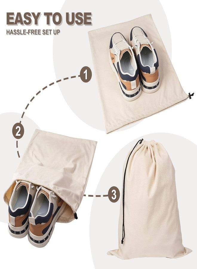 CARPDIM 5 Pack Shoe Bags for Travel, Washable Dust Bags for Storage & Packing 17.7" x 13.8" Dustproof Flannel with Drawstring Closure for Boots Handbags Shoes & Toys (Beige) - Image 4