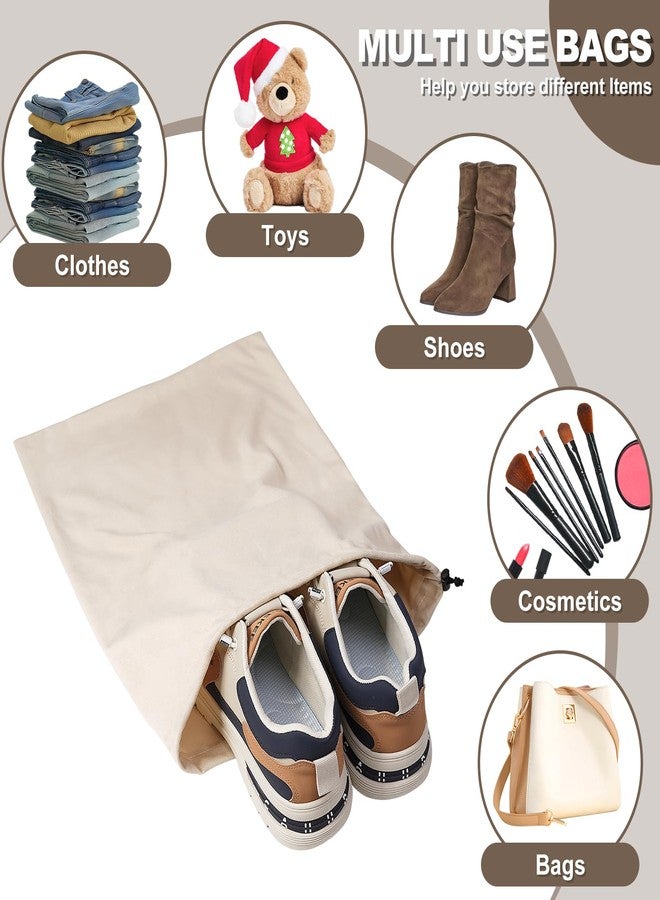 CARPDIM 5 Pack Shoe Bags for Travel, Washable Dust Bags for Storage & Packing 17.7" x 13.8" Dustproof Flannel with Drawstring Closure for Boots Handbags Shoes & Toys (Beige) - Image 3