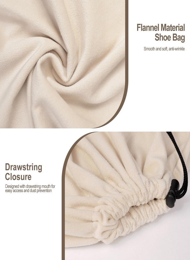 CARPDIM 5 Pack Shoe Bags for Travel, Washable Dust Bags for Storage & Packing 17.7" x 13.8" Dustproof Flannel with Drawstring Closure for Boots Handbags Shoes & Toys (Beige) - Image 2