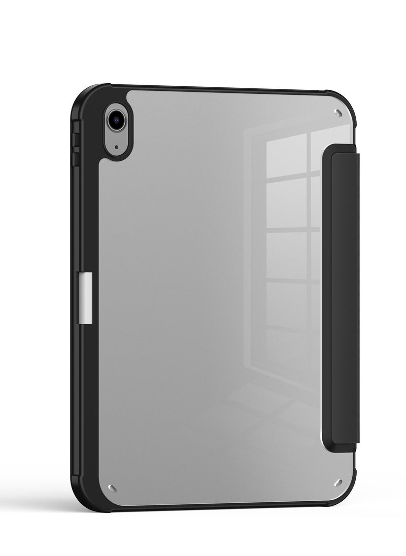 Cover for iPad Terra 10th Generation 10.9 inch 2022 with Smart Pen Holder Slim Smart Cover with Kickstand 2 in 1 Black/Clear
