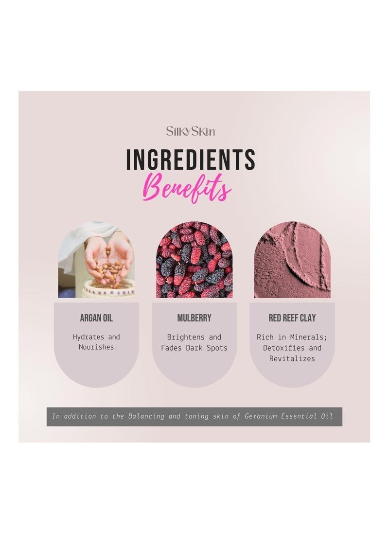 Silky Skin Hydrating Pink Face Mask Australian Red Reef and Rose Pink Clay 35 g  - Image 4