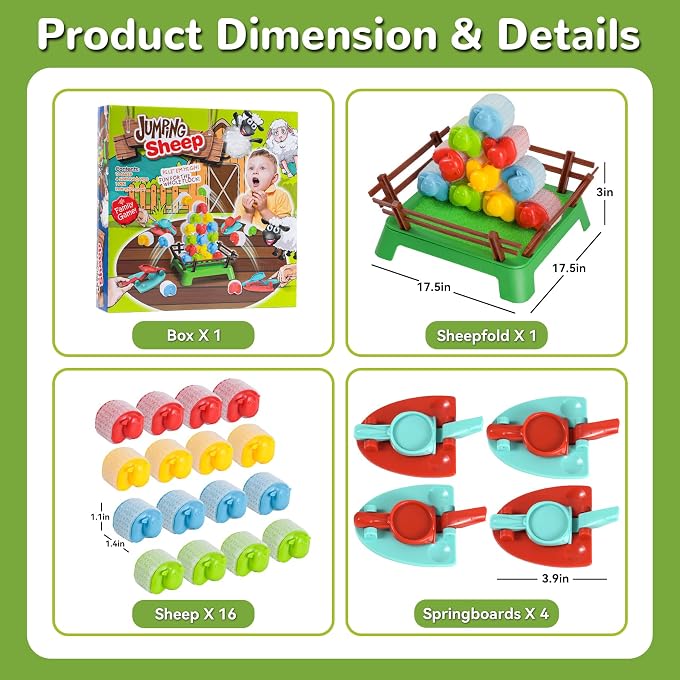 ISMETACU Heap-O-Sheep Game for Kids Ages 4-12  Fun Family Catapulting Board Games for 2-4 Players, Perfect Party Activity and Ideal Gift for Kids & Adults - Image 3