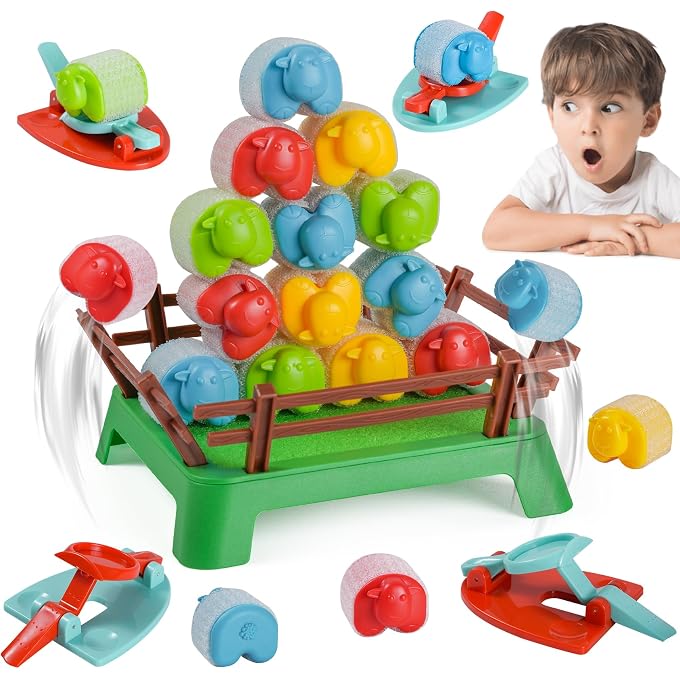 ISMETACU Heap-O-Sheep Game for Kids Ages 4-12  Fun Family Catapulting Board Games for 2-4 Players, Perfect Party Activity and Ideal Gift for Kids & Adults - Image 1