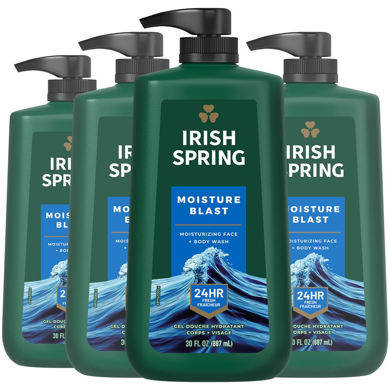 Irish Spring Moisture Blast Body Wash, 30 Oz Pump (Pack of 4) - Image 1