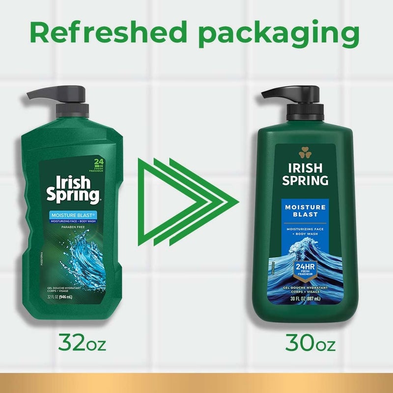 Irish Spring Moisture Blast Body Wash, 30 Oz Pump (Pack of 4) - Image 2