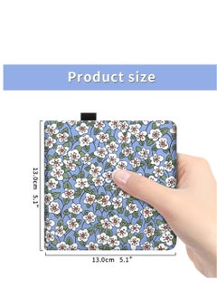 Excefore Portable Watercolor Sketchbook, 5x5 In Handy Handmade Cloth Fabric Hardcover Sewing Binding Travel Watercolor Paper 140LB 300gsm 20Sheets 40Pages Journal Mixed Media Pad Notebook Blue White Flower  - Image 2