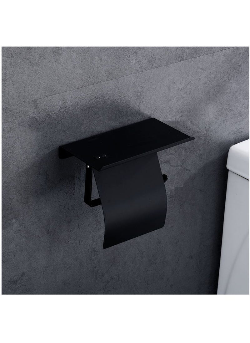 Generic Stainless Steel Toilet Paper Holder Toilet Mobile Phone Holder Black  - Image 1