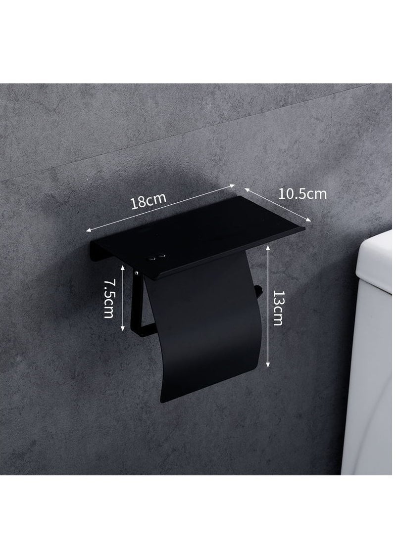 Generic Stainless Steel Toilet Paper Holder Toilet Mobile Phone Holder Black  - Image 2