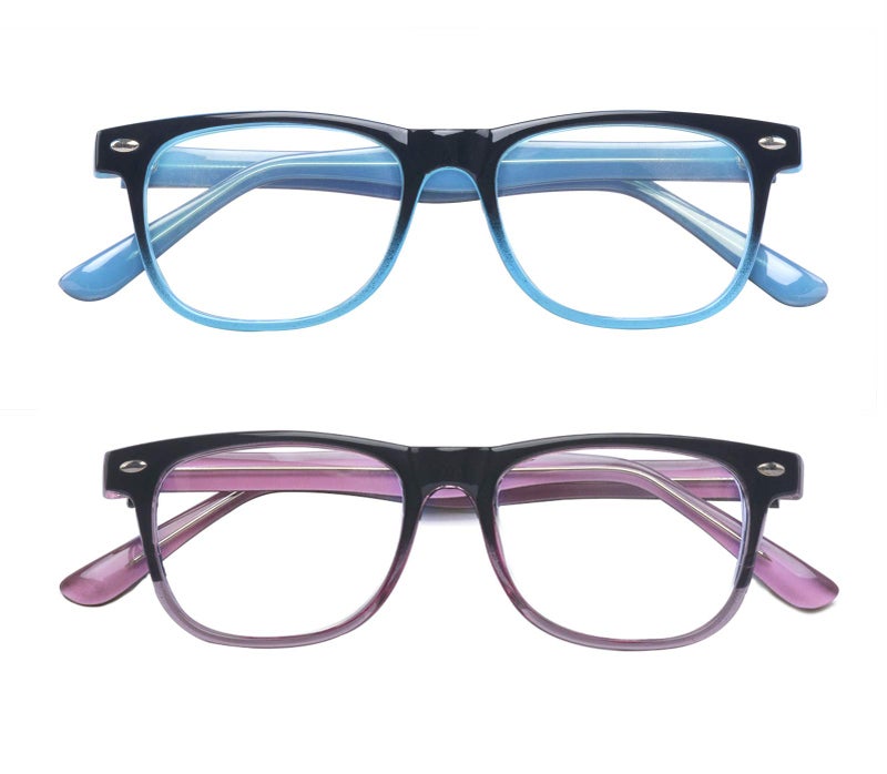 Outray 2 Pack Kids Computer Blue Light Blocking Glasses for Boys and Gilrs Age 3-12 Anti Eyestrain (Set Gradient Blue+Gradient Purple, 46) - Image 2