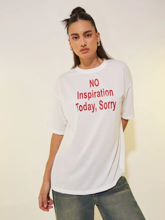 Take Two Take Two Slogan Print Round Neck T-Shirt