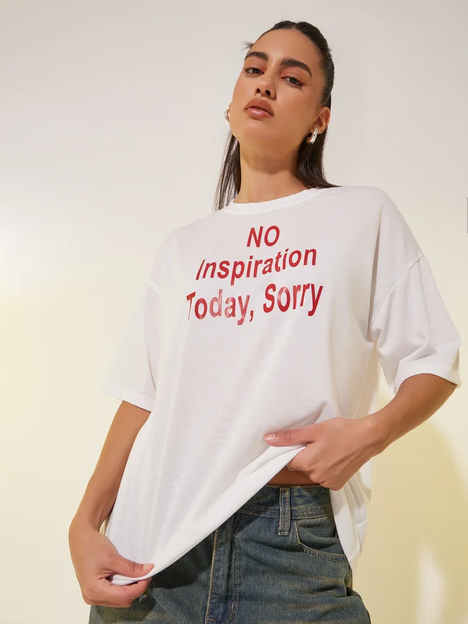 Take Two Take Two Slogan Print Round Neck T-Shirt