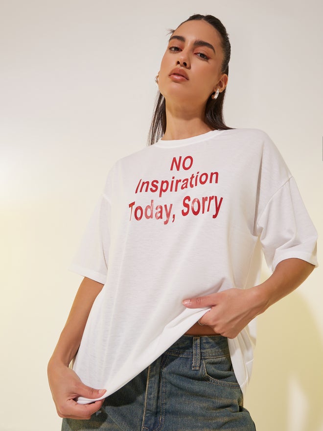 Take Two Slogan Print Round Neck T-Shirt - Image 1
