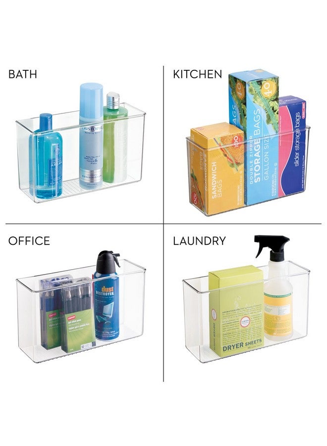 InterDesign iDesign AFFIXX Plastic Wall Mount Organizer for Kitchen Bathroom, Office, Bedroom, Garage, Craft Room, 3.5" x 11" x 6.5", Clear - Image 2