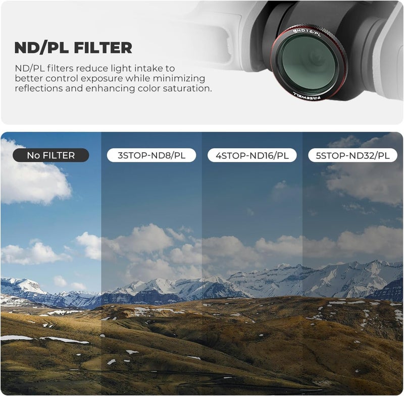 فري ويل مجموعة 3 فلاتر مغناطيسية ND/PL لجهاز DJI Neo 2 – تشمل ND8/PL و ND16/PL و ND32/PL – فلاتر مستقطبة لتحسين التعرض وتقليل الوهج. - Image 3