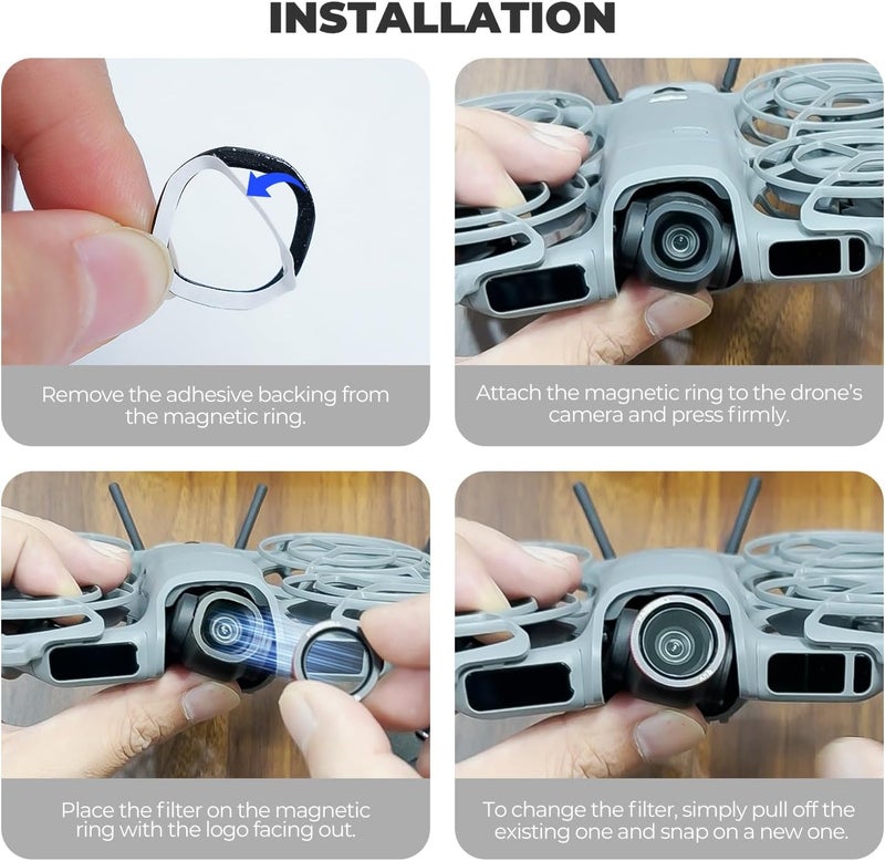 فري ويل مجموعة 3 فلاتر مغناطيسية ND/PL لجهاز DJI Neo 2 – تشمل ND8/PL و ND16/PL و ND32/PL – فلاتر مستقطبة لتحسين التعرض وتقليل الوهج. - Image 4