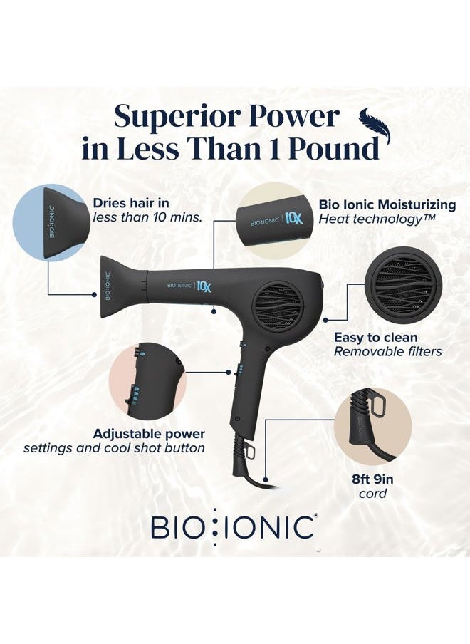 BIO IONIC - Bio Ionic 10X UltraLight Speed Hair Dryer, Blow Dryer with Adjustable Heat & Speed, Professional Hair Dryer for Fast Frizz-Free & Shiny Hair - Image 1