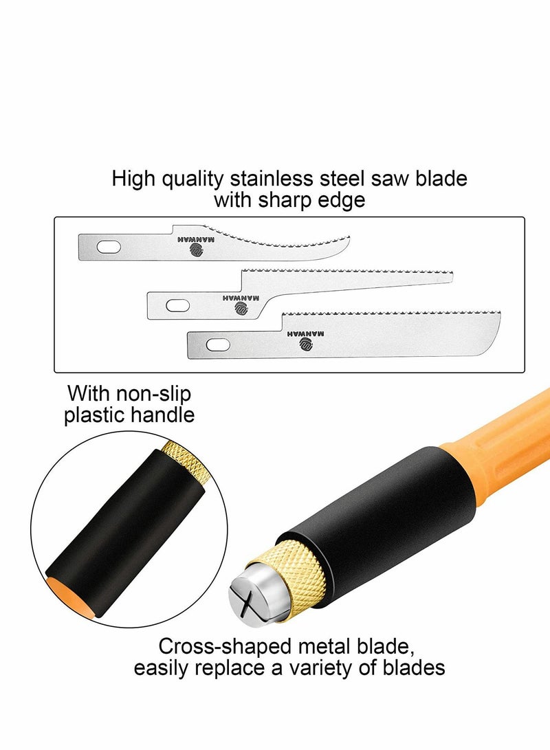 SYOSI Mini Hand Saw Model Craft Tools Modelling Knife Hobby DIY Razor Saw Hacksaw Tool Kit with 9 Pcs Craft Blades for Hand Cutting Tree Limbs and Branches  - Image 3
