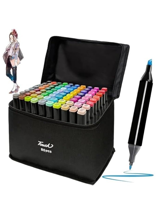 TRASSLE Markers Set, Dual Tips Blender Art Markers for Drawing Permanent Sketch Markers for adult coloring, Professional Based Markers, Artist Pens and Underlining - Image 1