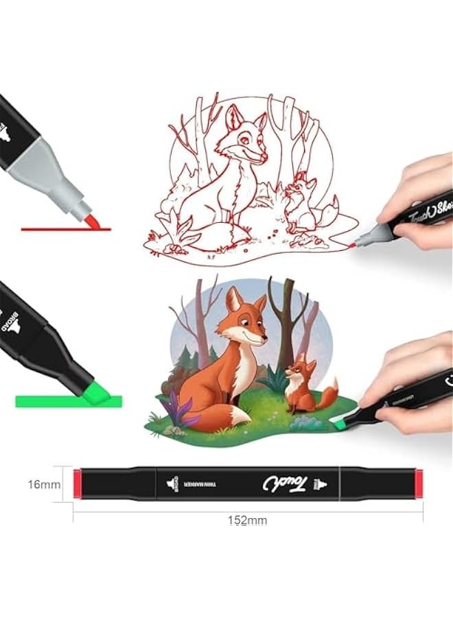 TRASSLE Markers Set, Dual Tips Blender Art Markers for Drawing Permanent Sketch Markers for adult coloring, Professional Based Markers, Artist Pens and Underlining - Image 5
