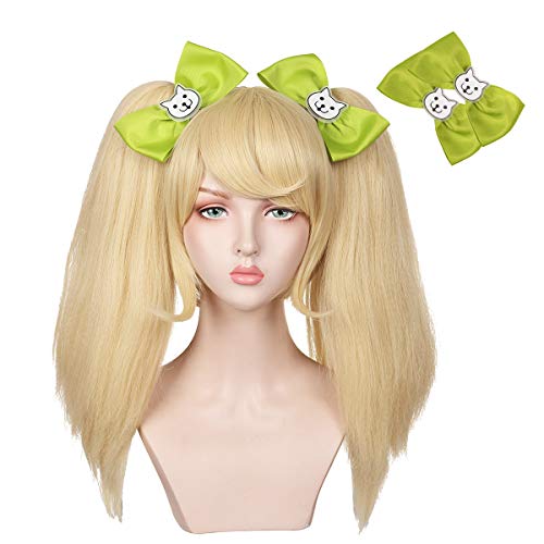 ColorGround Blonde Wig with 2 Bowknot for Halloween and Cosplay Con (Detachable Ponytails) - Image 1